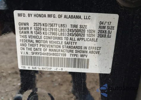 2017 Acura Mdx Advance Package из США, поврежденный, VIN 5FRYD4H85HB037159